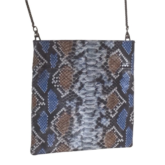 Free People Blue & Brown Snakeskin Pattern Chain Strap Crossbody Purse N… - Picture 5 of 14